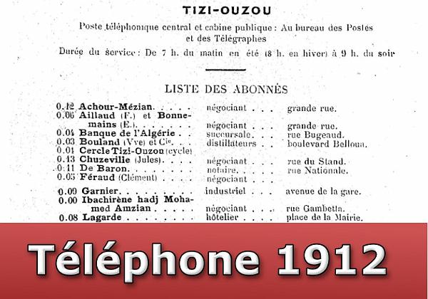 Numéros de Téléphones en 1905