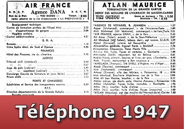 Numéros de Téléphones en 1947